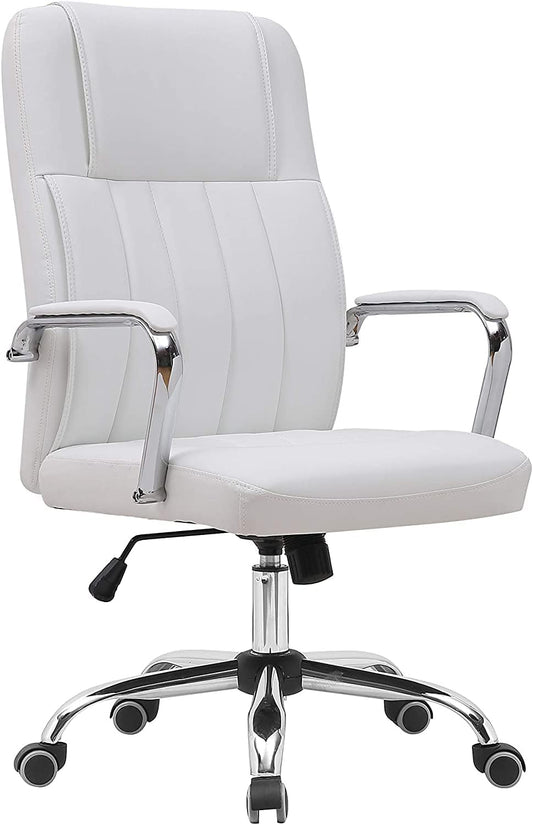 Gardenia Bureaustoel van xenon-kunstleer, verchroomd, wit, 59 x 67 x 105/113