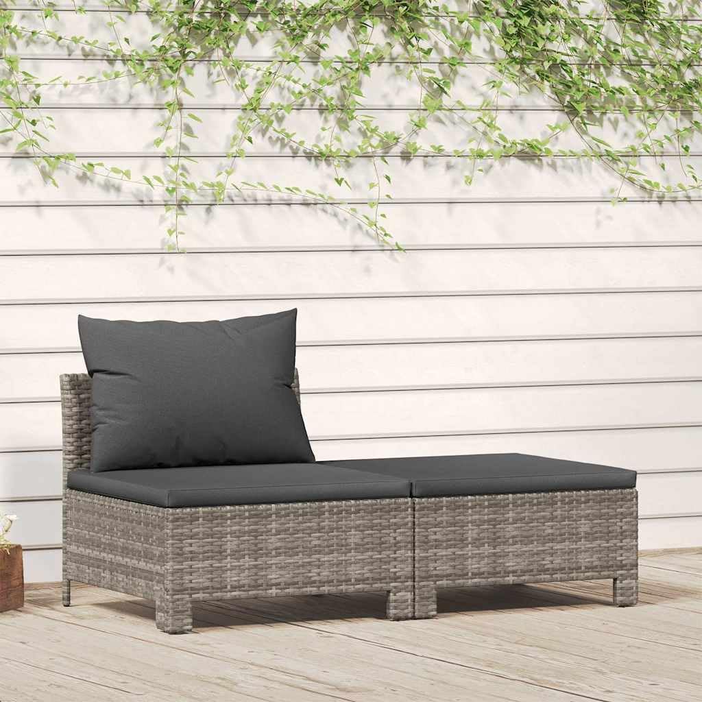 vidaXL 2-Piece Lounge Set with Cushions Poly Rattan Grey, Lounge Set Garden, Lounge Set Outdoor, Lounge Set, Lounge Sofa Garden, Garden Set Lounge, Garden Set - QUORE