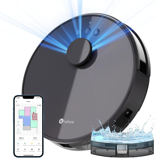 LEFANT M1G Robotstofzuiger met dweilfunctie, 4000 Pa, LiDAR-navigatie, meerlaagse mapping, virtueel gebied, verbonden met Alexa/APP/WiFi, perfect voor dierenharen, tapijten, harde vloeren