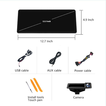 12,3 Inch Touchscreen Auto Multimedia Systeem – Autoradio Navigatie Scherm Android Auto CarPlay – Dual Systeem Linux + Origineel – HD 1920x720 IN-CELL Display – Geïntegreerde DSP 16-Bands Equalizer
