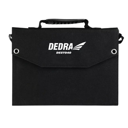DEDRA DEZT0040 Zonnecollector, balkonkrachtcentrale, 40 W, met ledlicht, gewicht 1,9 kg, IP65-bescherming, monokristallijne zonnepanelen, USB-oplader op zonne-energie, voor camping, tuin, balkon en