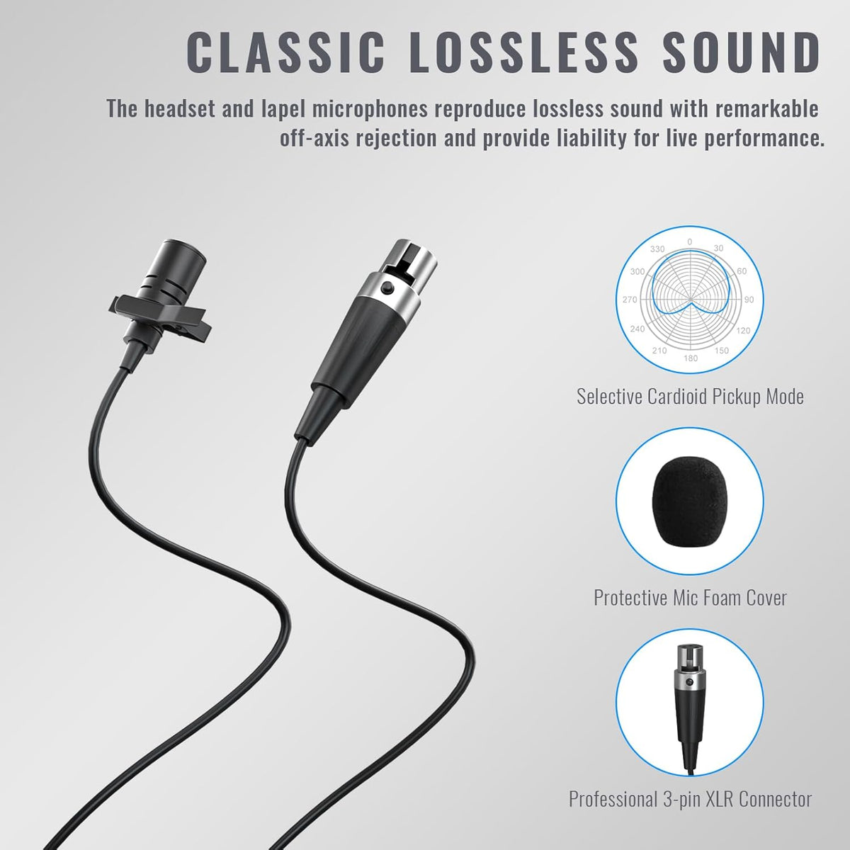 Phenyx Pro UHF Draadloos microfoonsysteem met 2 x 30 instelbare frequenties, draadloze metalen microfoonset, 61 m bereik, 2 bodypacks & headsets/microfoons voor spreken, zingen, kerk, DJ