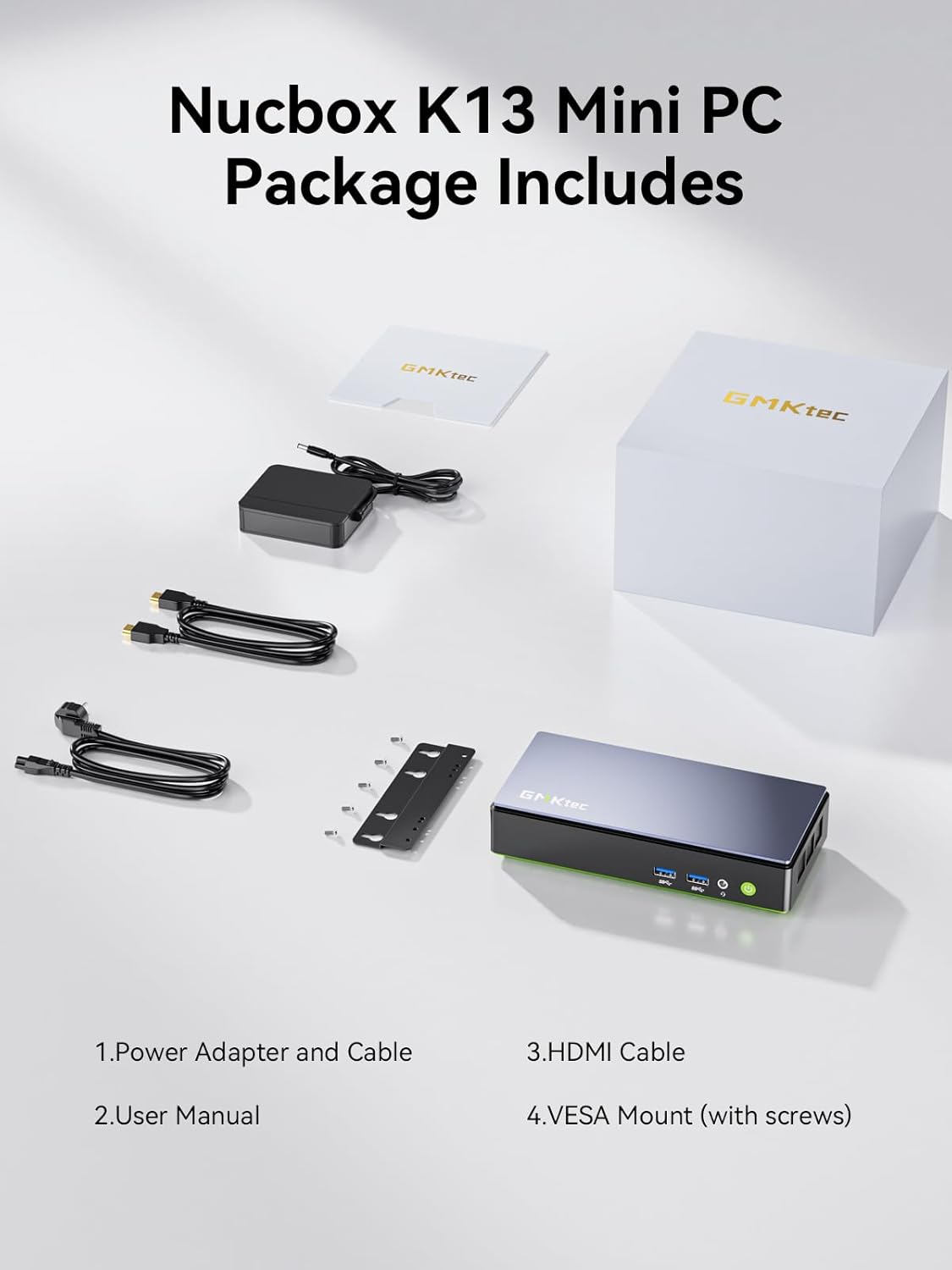 GMKtec K13 AI Mini PC, Core Ultra 7 256V 8T/8C(Up to 4.8GHz), 16GB DDR5 1TB SSD, MiNi Desktop Computers AI Boost, 2X M.2 2280 PCIE 4.0 Storage Expansion, 5GbE LAN, HDMI 2.1, USB4