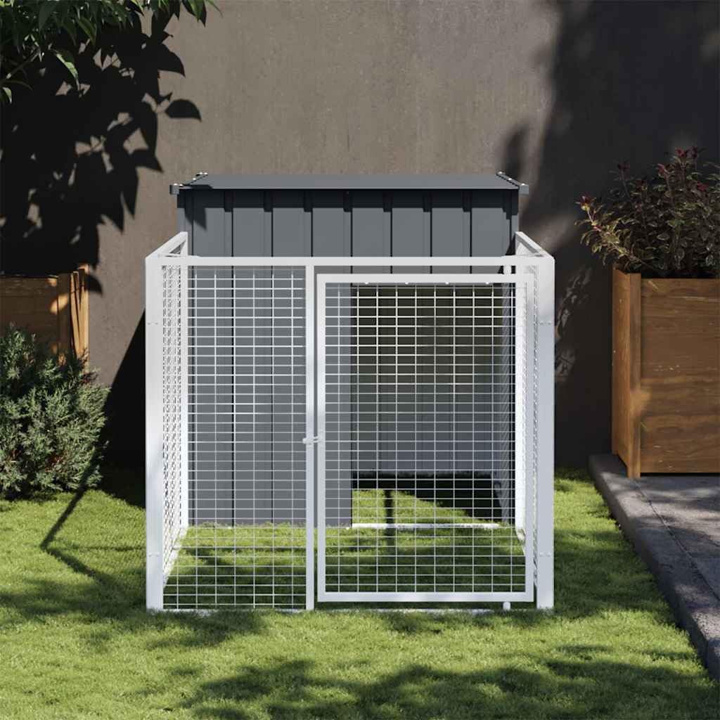 vidaXL Dog house with roof 110x201x110 cm galvanized steel anthracite