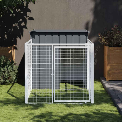 vidaXL Dog house with roof 110x201x110 cm galvanized steel anthracite