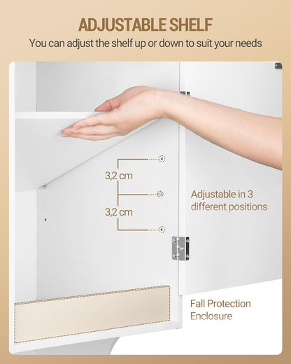 Hzuaneri BC43013X Bathroom Cabinet with Laundry Basket, Laundry Cabinet with 1 Drawer and Open Storage, Bathroom Cabinet with Laundry Collector for Bathroom, Utility Room, 40 x 40 x 174 cm, White