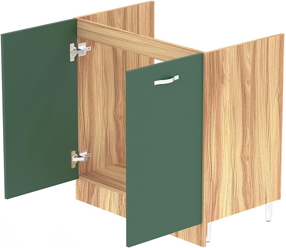 Shally Dogan Onderkast in de keuken met 2 deuren om in te bouwen, onderkast met 80 cm voor gootsteen (groen, 80 x 50 x 85 cm)