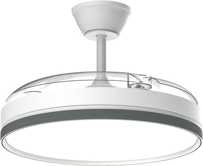 Airwit Intrekbare plafondventilator met verlichting en afstandsbediening, lamp met 3 kleurtemperaturen, stille plafondventilator met licht, DC-motor voor woonkamer, slaapkamer