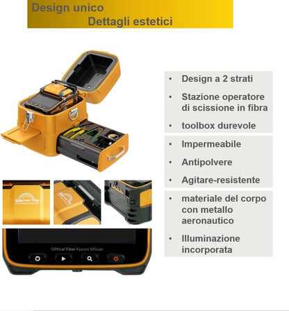Fusion Splicer AI-9 Kit, glasvezellasapparaat met 6 motoren en kernuitlijning voor FTTH hoofdlijnen bouwprojecten en kabelsplitsing (EU Plug)