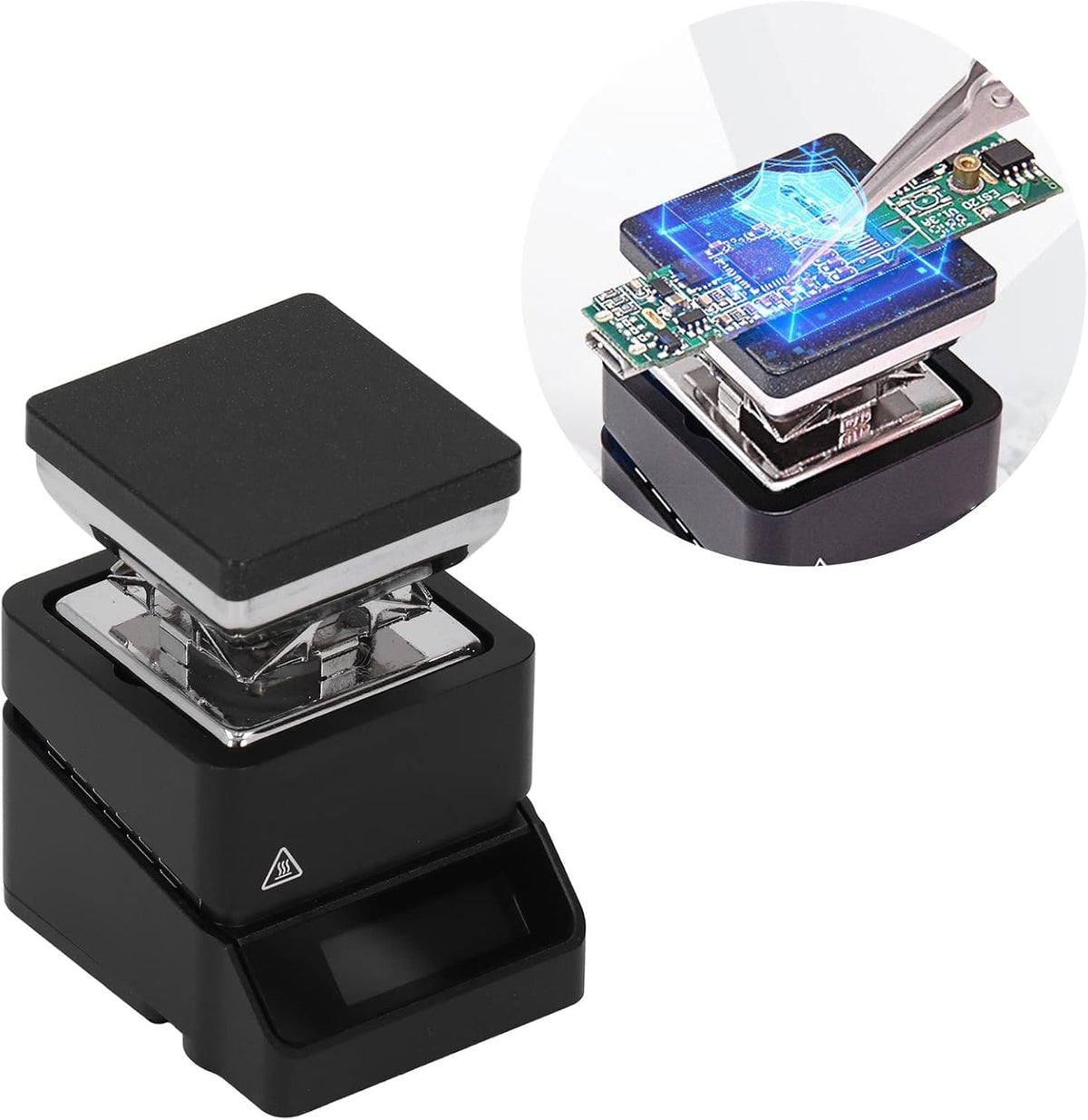 Mini Voorverwarmer – Verwarmingsplaat – Voorverwarmstation – Soldeerstation – Printplaat Voorverwarmer – 30 x 30 Mm Verwarmingsoppervlak – OLED-Display Met 2 Knoppen
