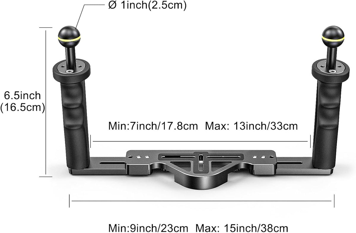 Sea frogs Aluminium Duiken Handvat Tray Beugel Dual Handheld Hand Grip Video Stabilizer Draagbare Balancer Houder Met Bal Adapter TS-7