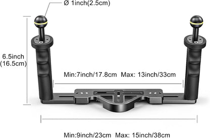Sea frogs Aluminium Duiken Handvat Tray Beugel Dual Handheld Hand Grip Video Stabilizer Draagbare Balancer Houder Met Bal Adapter TS-7