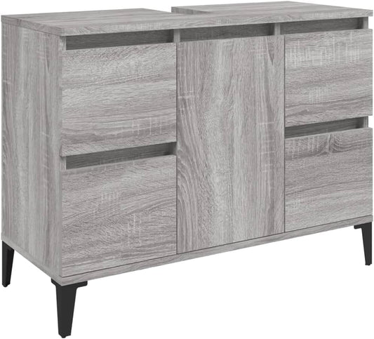 vidaXL Washbasin cabinet 80x33x60 cm carved wood gray sonoma oak