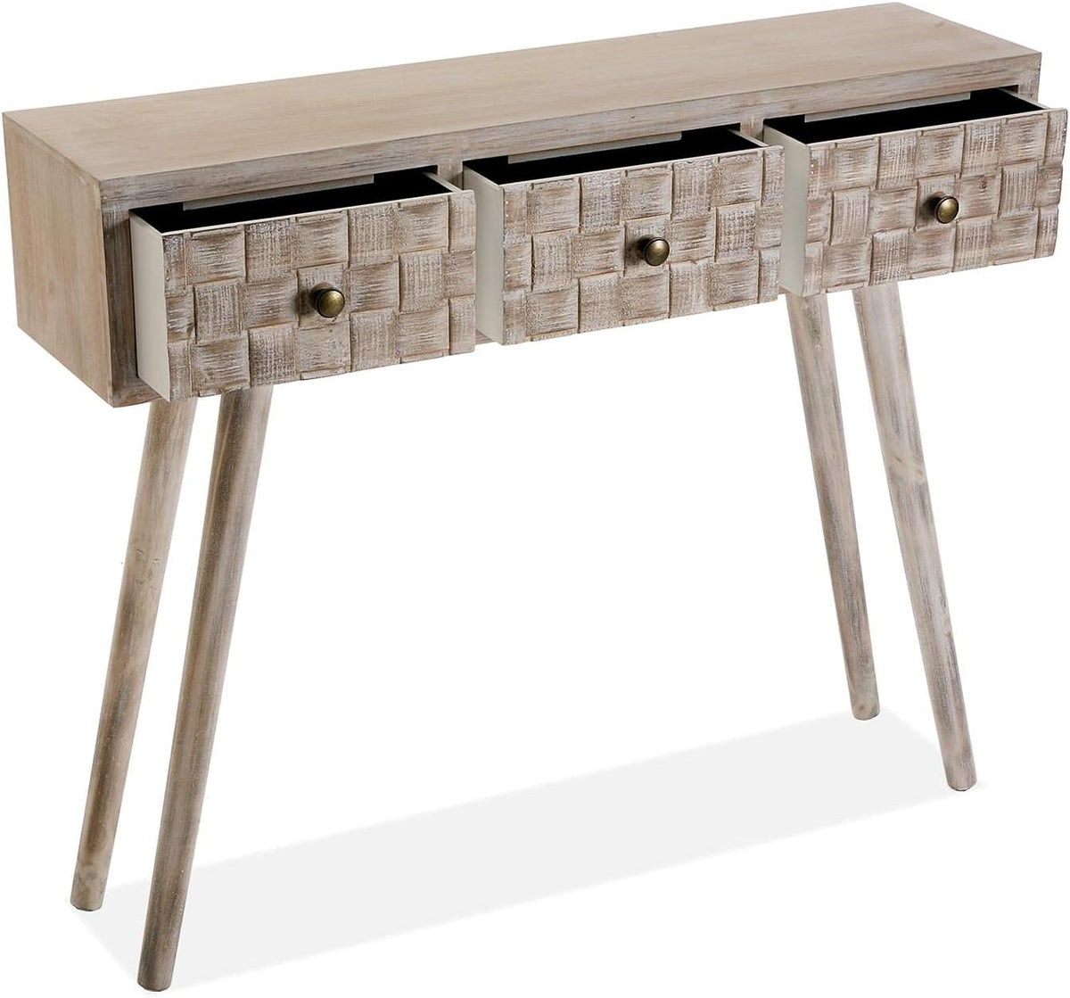 Versa Anish Smalle hal of vestibule Entree hal meubilair, Console Tafel, met 3 lades, Afmetingen (H x B x H) 81,5 x 25 x 97 cm, Hout, Kleur Bruin en grijs