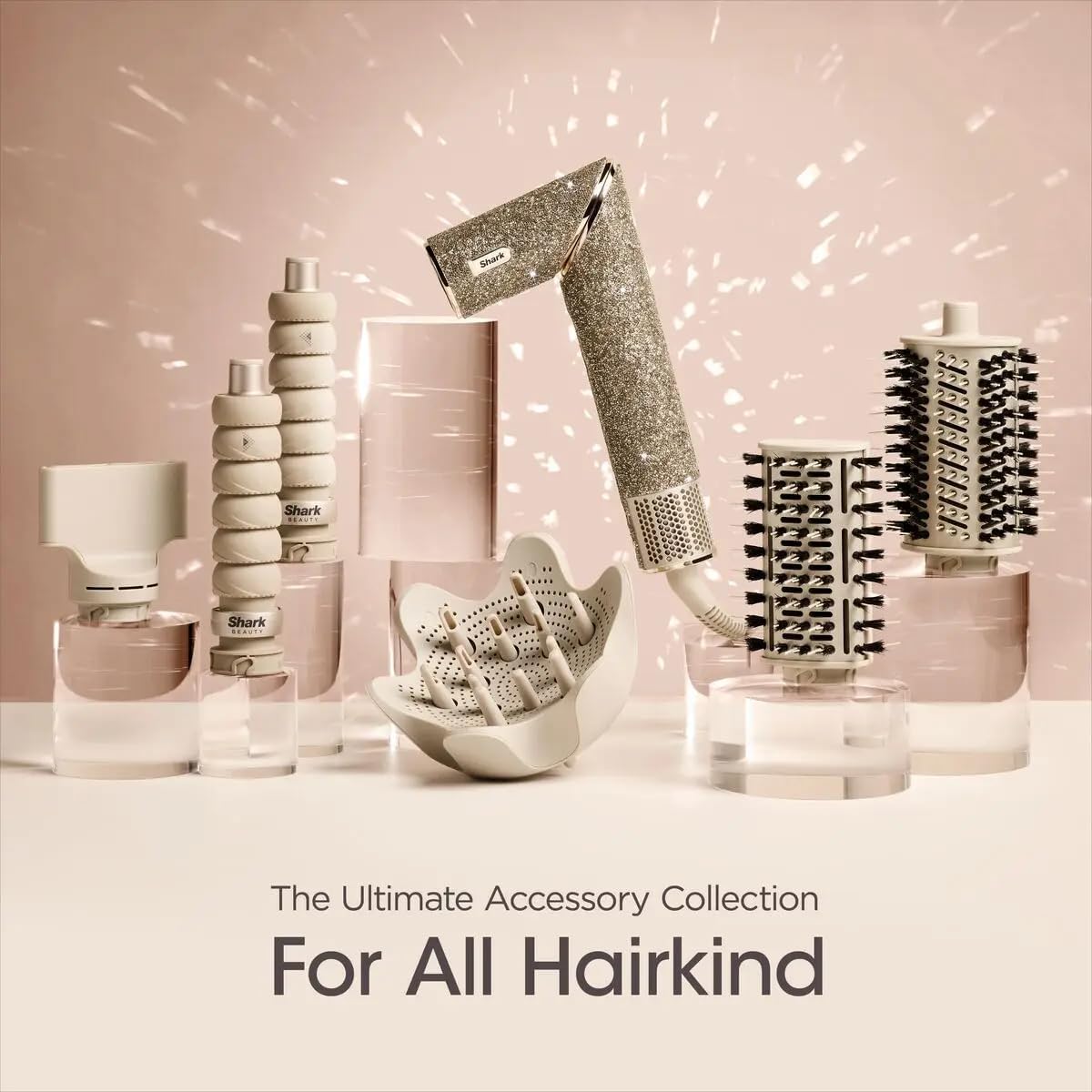 Shark FlexStyle Sparkle Limited Edition Gold Diamond 5-in-1 haarstyler en -droger met krultang, paddleborstel, ovale borstel, concentrator, diffuser, opbergdoos, zonder schade door hitte HD446JSEU