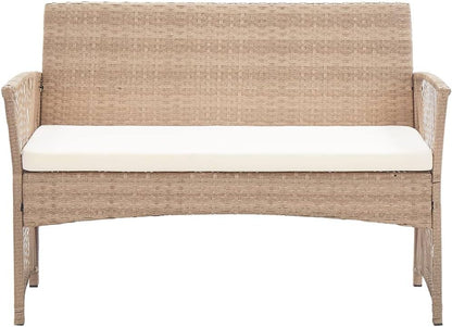 vidaXL Lounge Set with Cushions 4-Piece Garden Set Furniture Set Garden Outdoor Set Garden Furniture Garden Furniture Set Lounge Furniture Lounge Set Poly Rattan Beige - QUORE