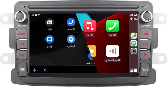 Car Radio for Renault Dacia Duster Sandero Logan Dokker with Wireless CarPlay and Android Auto 7-inch touchscreen multimédia player Bluetooth/RDS/FM/AM/Mirror Link - QUORE