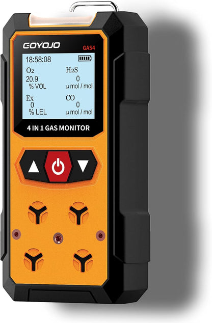 Gaslekdetector 4-in-1 (H2S, EX, O2, CO) - Betrouwbare Thuis- en Werkplekveiligheidsmonitor met Nauwkeurige Detectie - Oplaadbaar, Robuuste Constructie, Directe Waarschuwingen