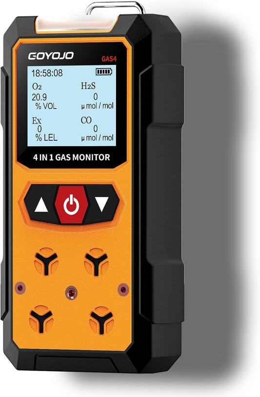 Gaslekdetector 4-in-1 (H2S, EX, O2, CO) - Betrouwbare Thuis- en Werkplekveiligheidsmonitor met Nauwkeurige Detectie - Oplaadbaar, Robuuste Constructie, Directe Waarschuwingen