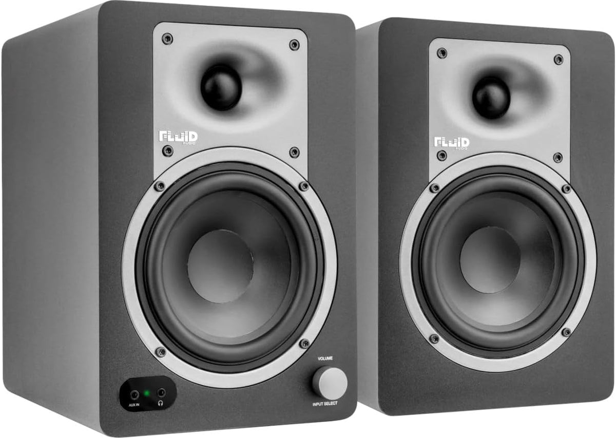 Fluid Audio C50BT Studio Monitor, actieve luidsprekerset (studioluidsprekers met neutrale geluidscompensatie, monitorluidsprekers met 5 inch drivers en BT-connectiviteit)