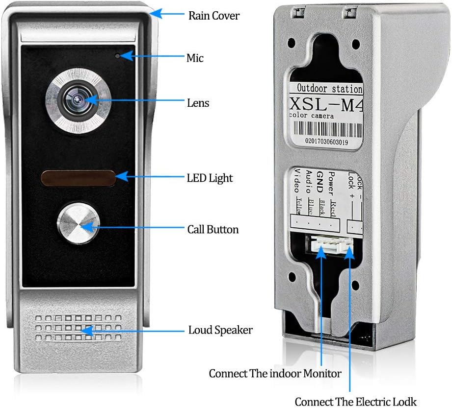 KDL Bedraad Video Deurbel Intercom Systeem 7 inch Kleur Monitor Panel met Nachtzicht Video Camera Deurtelefoon Twee-weg Audio 12 Ringtones Waterdicht voor Thuis Appartement Veilig