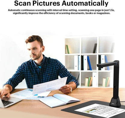 VIISAN VK16 draagbare boek- en documentscanner 16MP hoge definitie, max. scanbereik A3. Dubbele boekpagina's gladmaken en splitsen. scanner met meertalige OCR teksherkennning. Twain. Windows & Mac