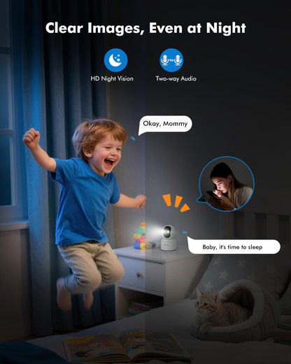 Indoor Camera 2.5K (4MP), Indoor Beveiligingscamera Draadloos met 6000mAh oplaadbare batterij, Dual-Band WiFi 2.4/5GHz, 360° Pan-Tilt, Kleur Nachtzicht, PIR Bewegingsdetectie, SD & Cloud Opslag