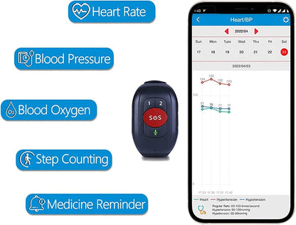 Gekoppeld aan de armband, valdetector paniekknop SOS, voor senioren, GPS 4G oproepen, GPS-tracker, IP67 waterdicht, stappenteller