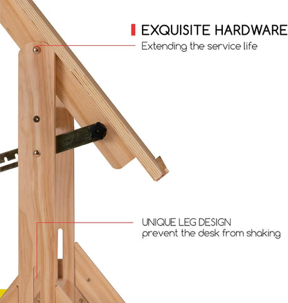 MEEDEN Massief Houten Tekentafel, Tekenbureau voor Kunstenaars, Schrijfbureau Studiobureau, Art Craft Tafel met Verstelbare Hoogte en Kantelbaar Tafelblad voor Kunstwerken, Grafisch Ontwerp, Lezen