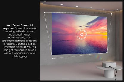 Maxxo Projector LED800, 700 ANSI lumen, Native Full HD 1080P, ondersteuning 4K, 5000:1, autofocus, 5G WiFi, Bluetooth, Dolby Audio, gecertificeerde Netflix, YouTube, Prime Video, Linux (wit)