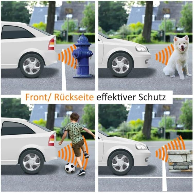 VSG24 22146 - Premium Combi Set Front, Rear incl. 8 sensoren, kleurendisplay & akoestisch signaal, automatisch parkeerhulp parkeersysteem - Zilver