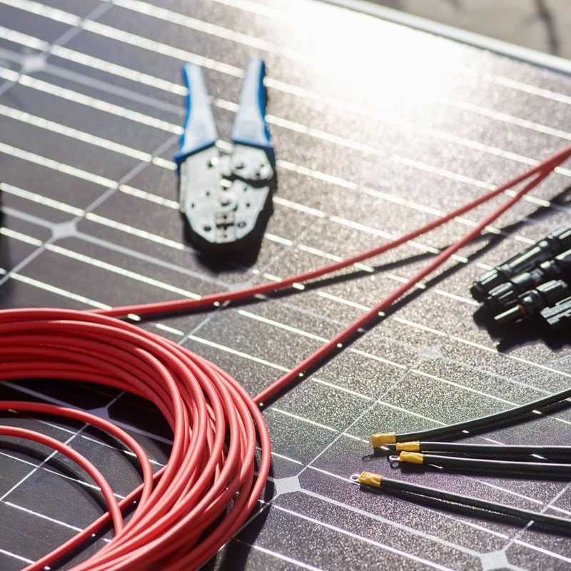 Zonnepaneel Verlengkabel 4mm² – PV Kabel H1Z2Z2-K Rood & Zwart, 1800V DC, Dubbele Isolatie, UV- & Weerbestendig, Solar Kabel voor Zonnepanelen, Omvormers & Laadregelaars (Zwart, 100m)