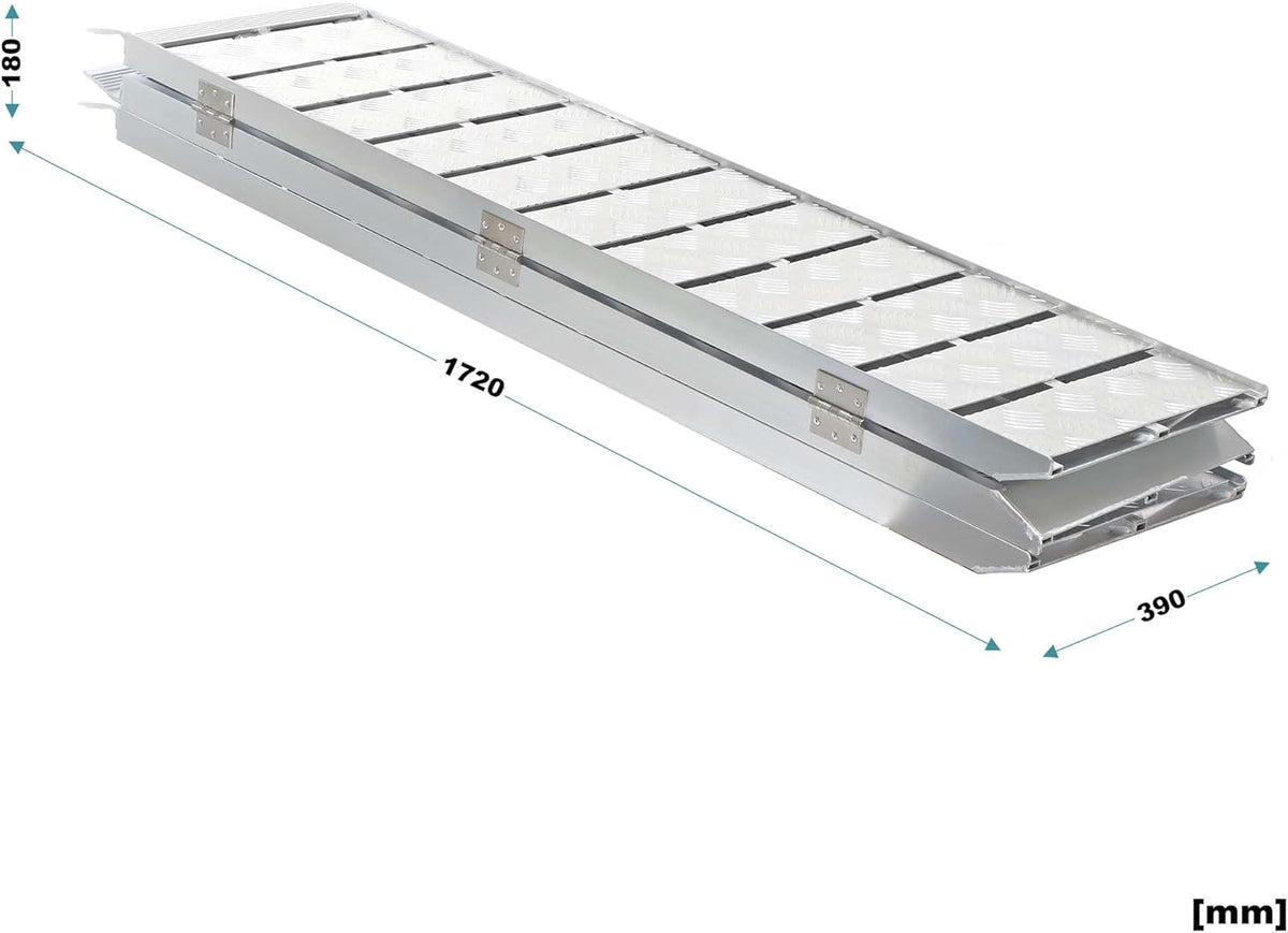 Wiltec 3-delig opvouwbare oprijplaat tot 340 kg per element 172 cm laadplaat anti-slip oprijden