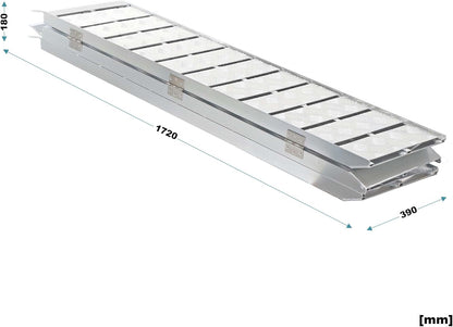 Wiltec 3-delig opvouwbare oprijplaat tot 340 kg per element 172 cm laadplaat anti-slip oprijden