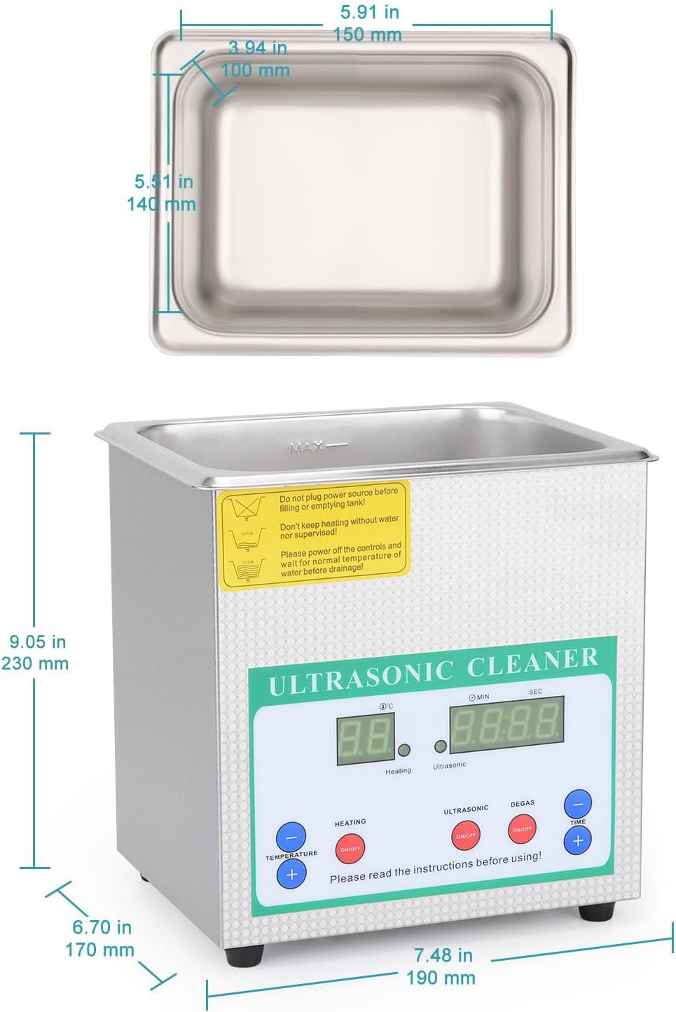 Ultrasone Reiniger – Ultrasoon Reinigingsapparaat – Ultrasoon Bad – Schoonmaakbad – Laboratorium Reiniger – 2 Liter Inhoud – Digitale Timer en Instelbare Temperatuur