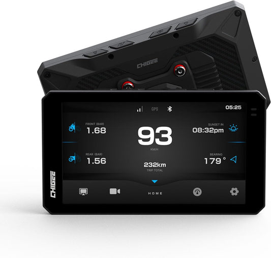 CHIGEE AIO-6 LTE 4G Motorfiets GPS Navigatie met 6 inch Display, Motorfiets Carplay Android Auto, Real-time waarschuwingen, Elektronische omheining, IP9X Waterdicht