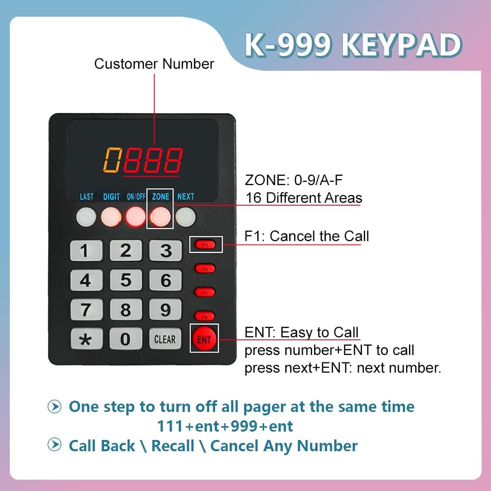 Wireless Queue Call System, 3 Digit, Restaurant Pager System for Calls, Queue System, Now-Serving Number System, Password Caller for Customers (1 LED Numeric - QUORE
