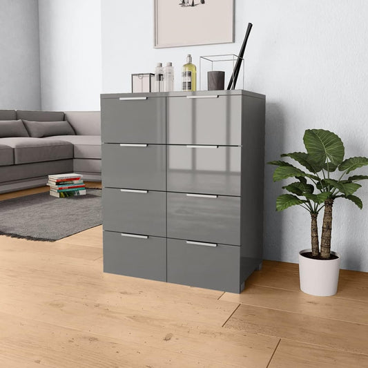 Sideboard Living Room Cabinets Living Room Angled Storage Cabinet Sideboard High Gloss Grey 60x35x80cm Wood Material - QUORE