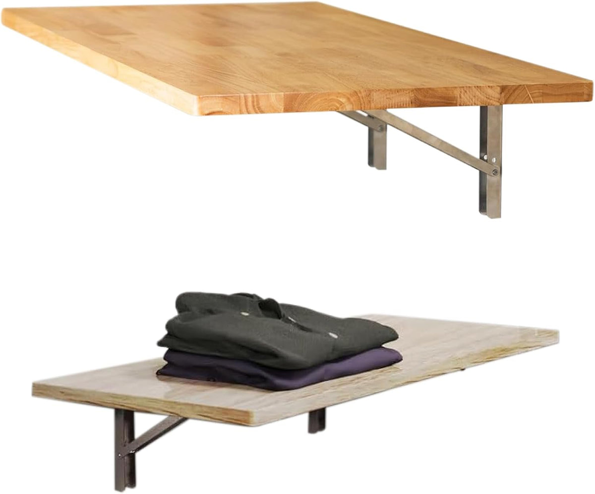 StoreYourBoard Wandmontage opvouwbare werkbank, garage en huis industriële kwaliteit massief houten tafelblad, houdt 200 lbs