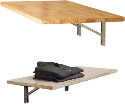 StoreYourBoard Wandmontage opvouwbare werkbank, garage en huis industriële kwaliteit massief houten tafelblad, houdt 200 lbs