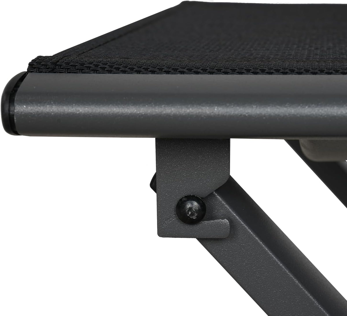 Grand patio Tuin opvouwbare voetenbank, Ottomaans aluminium, lichtgewicht, mesh sling Farbic draagbare kruk voor tuin, buiten (zwart)