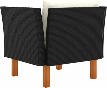 Tuinstoel – Tuinmeubel – Buitenstoel – Rattan Stoel – Loungestoel – PE Rattan & Eucalyptus Hout – Comfortabele Zitkussens