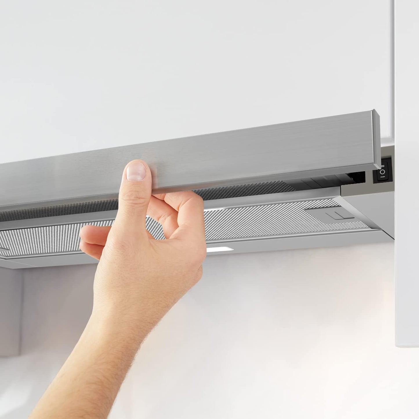 Afzuigkap – Platte afzuigkap – Vlakschermkap – Onderbouw afzuigkap – Inbouw afzuigkap – 60 cm – 370 m³/h – LED-verlichting – Zilver
