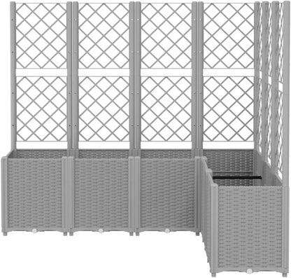 Planter with Trine Grate, Light Grey, 160 x 120 x 140 cm, Polypropylene Rectangular Large Flower Pot for Indoor and Outdoor Use, Frost-Resistant, UV Protection - QUORE