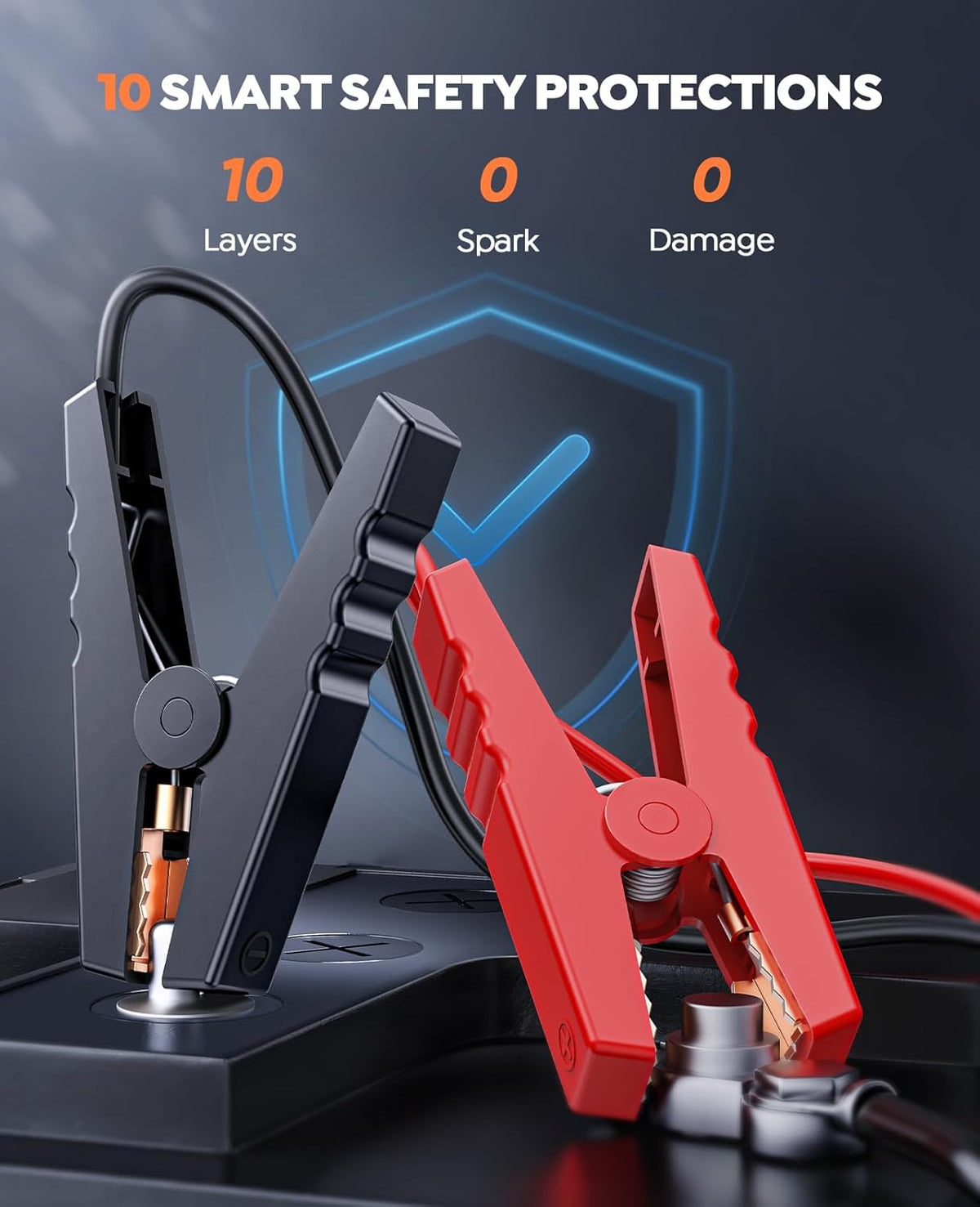 TREKURE 5500A Jump Starter Power Pack met 150PSI Luchtcompressor, 12V Draagbare Auto Accu Booster Jump Starter voor alle Benzine/10L Diesel, Auto Starter Powerbank met Startkabels, Noodverlichting