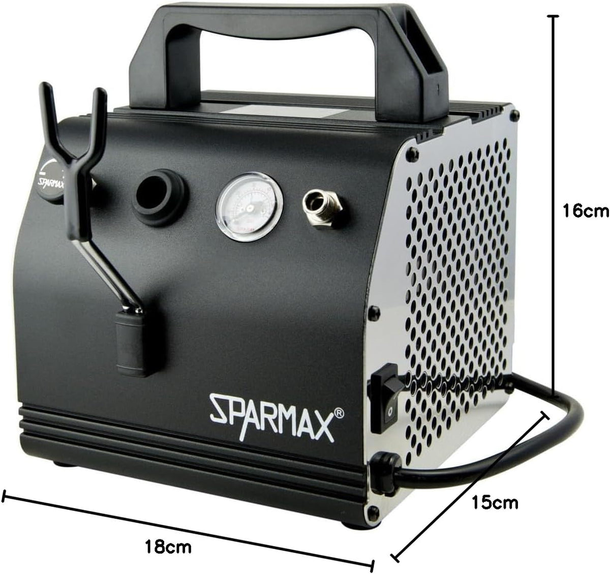 Olievrije Compressor – Airbrush Compressor – Mini Compressor – Zuiger Compressor – Luchtcompressor – Silver Bullet Filter – Compact 16x15x18 cm – 3,4 Bar Max Druk