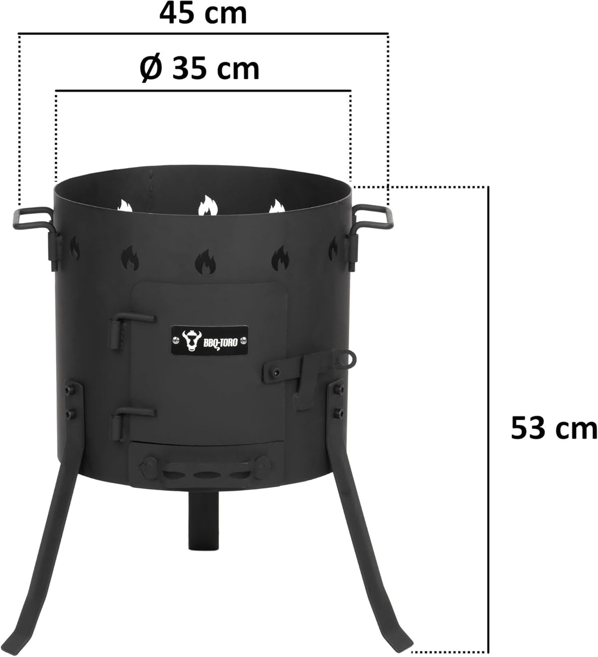 BBQ-Toro cast iron kazan with kazan stove Ø 35 cm | cast iron pan with lid 12.1 l | goulash kettle, fire kettle, outdoor stove - QUORE