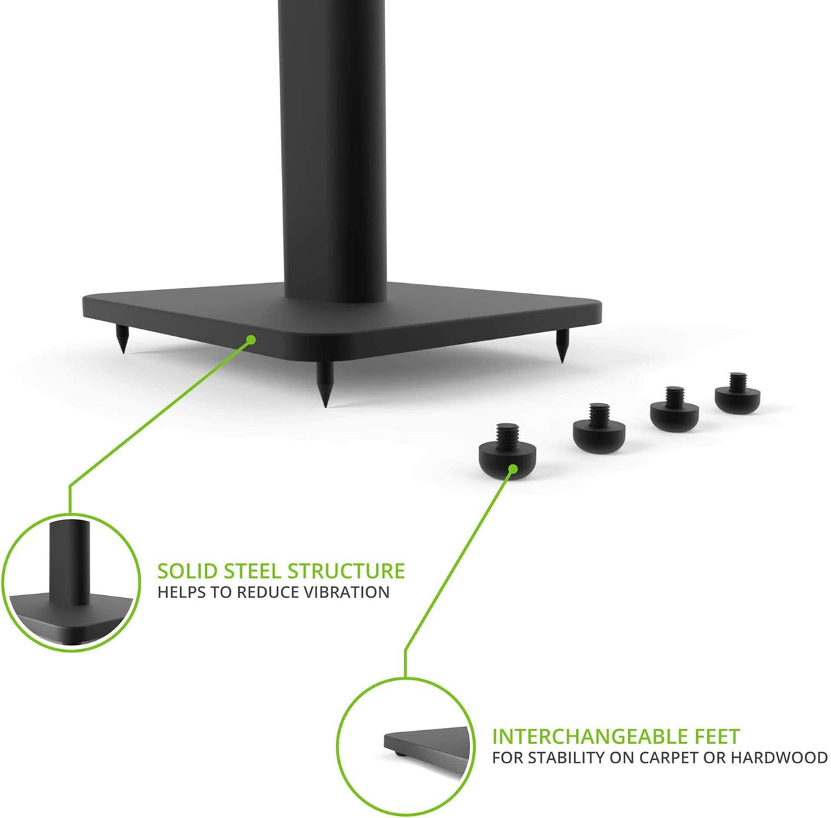 Kanto SP32PL 32 Inch Bookshelf Speaker Stands - 2 Pack - Steel Frames (Black)