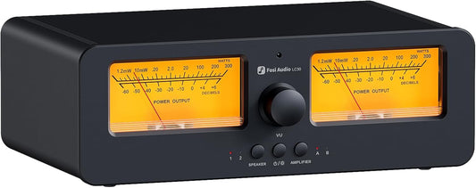 Fosi Audio LC30 VU Meter Versterker Luidspreker Keuzedoos, 2-Weg Analoge Audio Schakelaar, voor Stereo HiFi Versterkers en Passieve Luidsprekers, Home Audio Component met Afstandsbediening