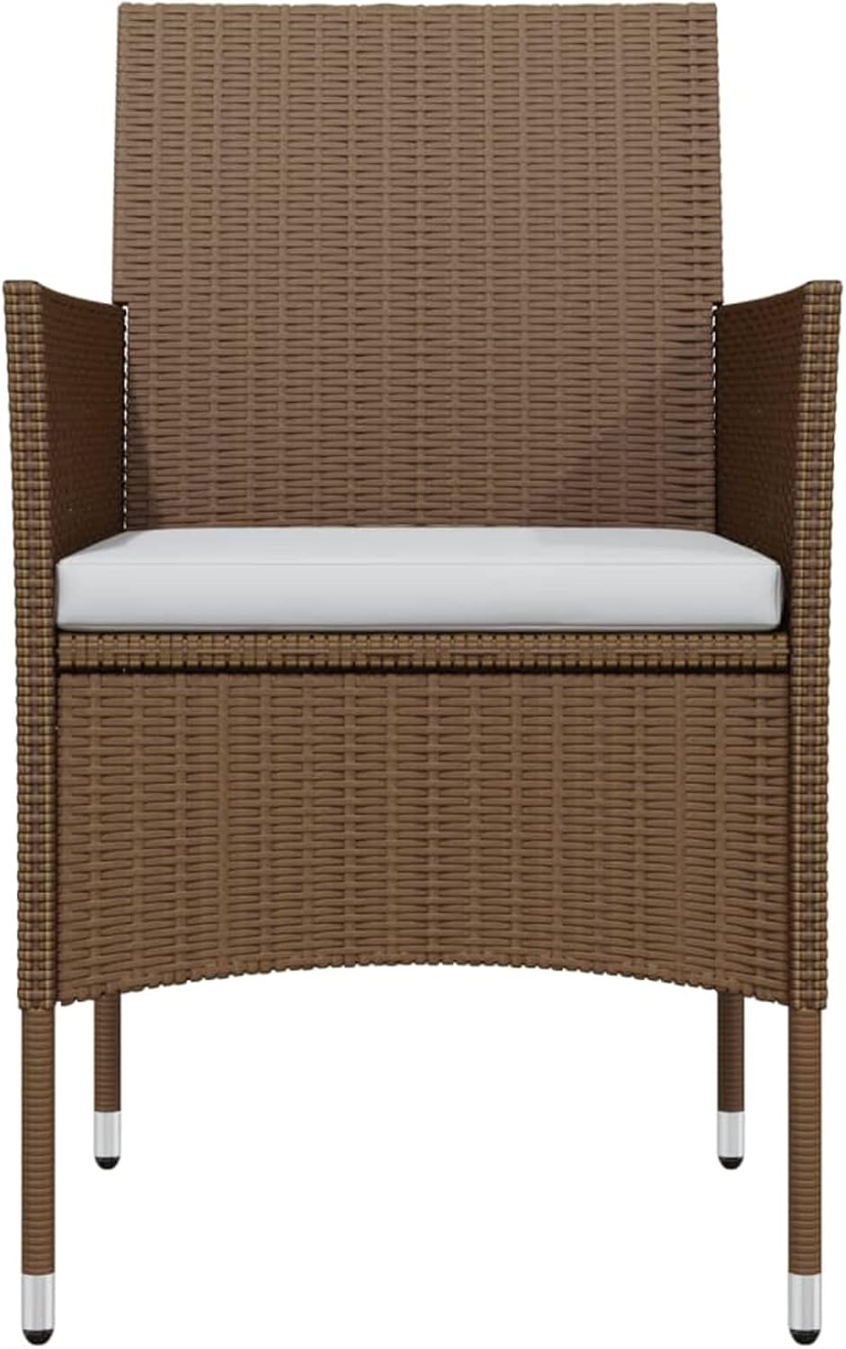 Gecheer Eetkamerset voor tuin, 3-delige set met kussens, tafel en stoelen voor buiten, salontafel en stoelen, polyrotan meubelset, tuinmeubelset van rotan, bruin en zwart - QUORE